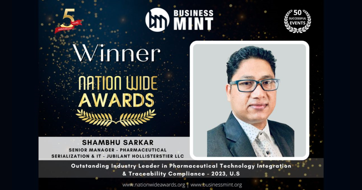 Contribution to Pharmaceutical World: Mr. Shambhu Sarkar was awarded as Outstanding Industry Leader by Business Mint Nationwide Awards